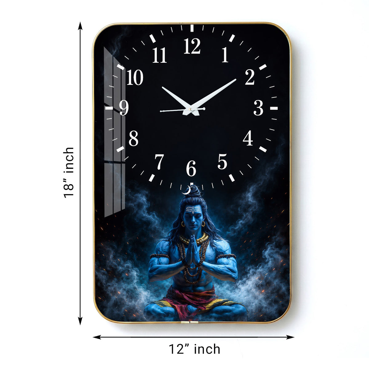 V024 Meditating Lord Shiva wall clock, 12×18 inch