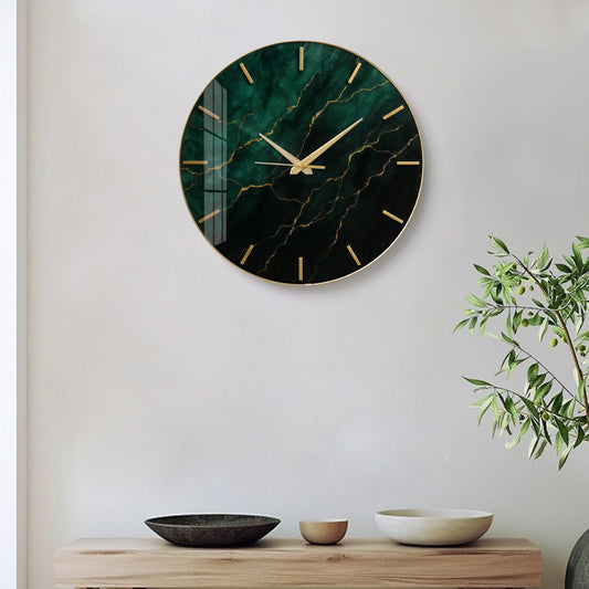 Premium Emerald Marble Wall Clock for Home Decor