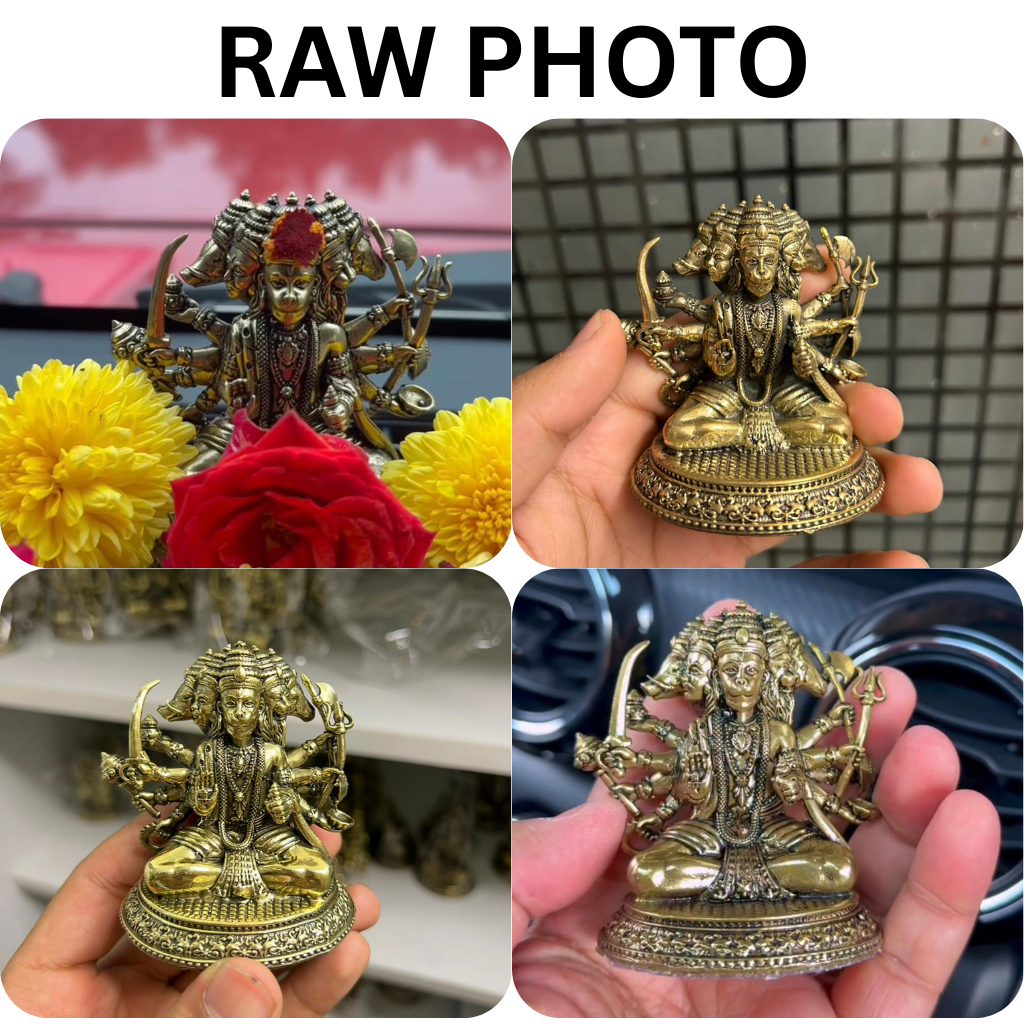 Brass Panchmukhi Hanuman Brass Idol For Puja and Home Decor