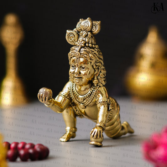 Pure Brass Laddu Gopal Idol for Puja and Home Decor