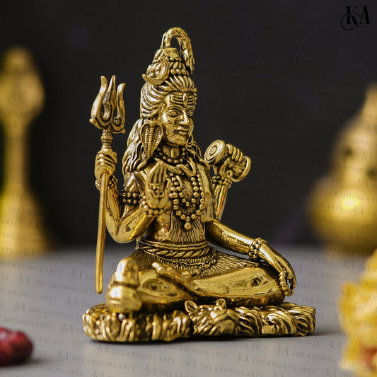 Brass Lord Shiv Idol for Puja, Home and Car Dashboard