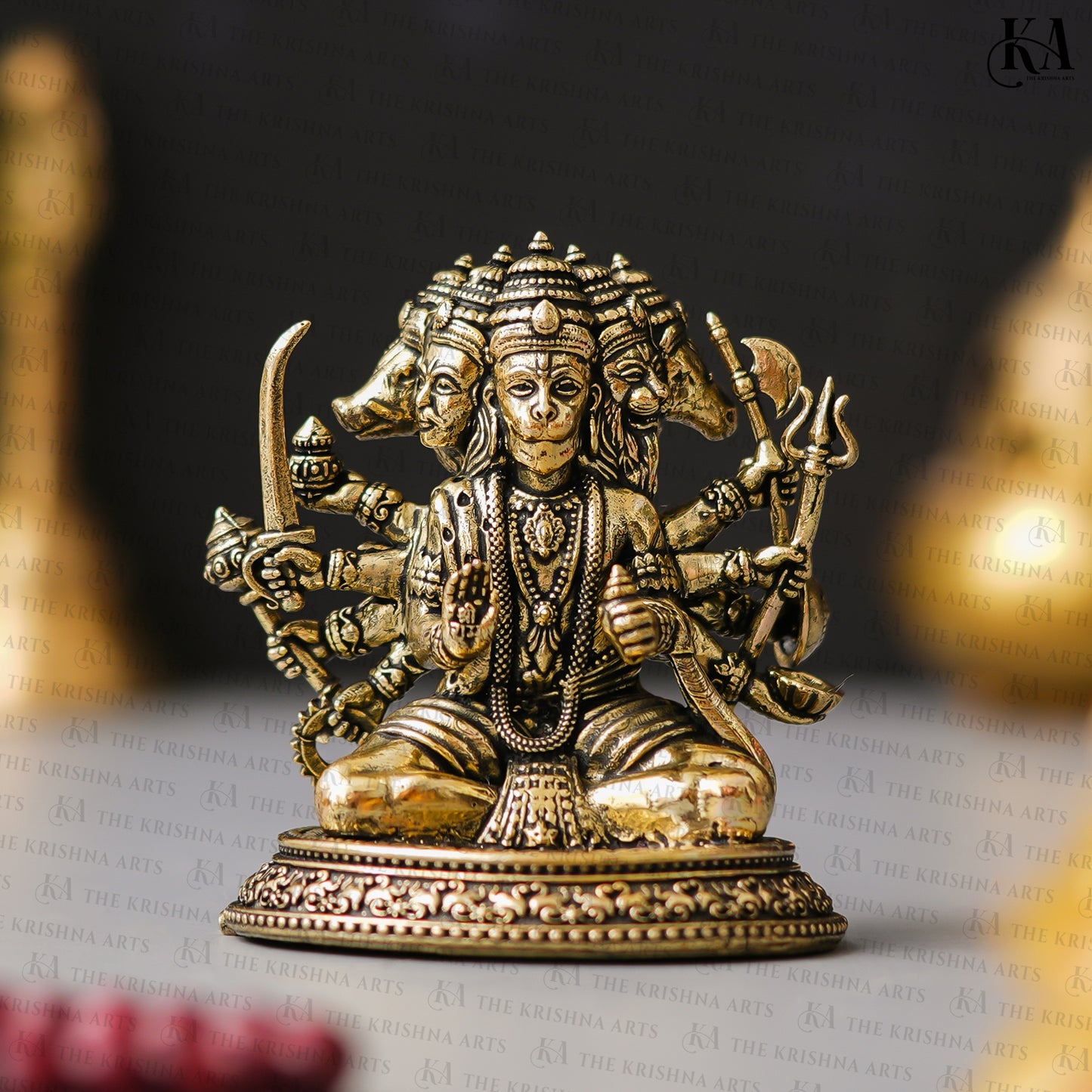 Brass Panchmukhi Hanuman Brass Idol For Puja and Home Decor