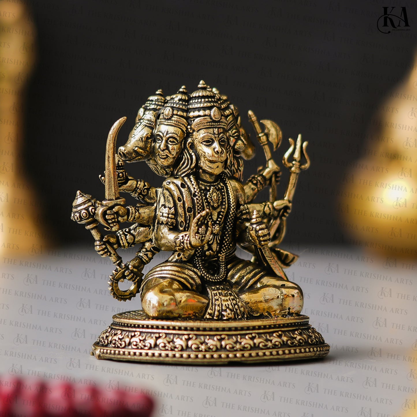 Brass Panchmukhi Hanuman Brass Idol For Puja and Home Decor