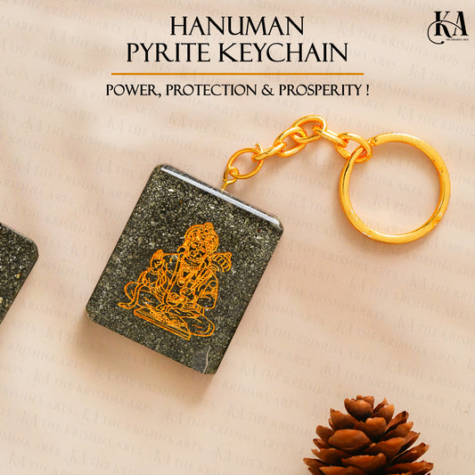 Hanuman Pyrite Stone Keychain
