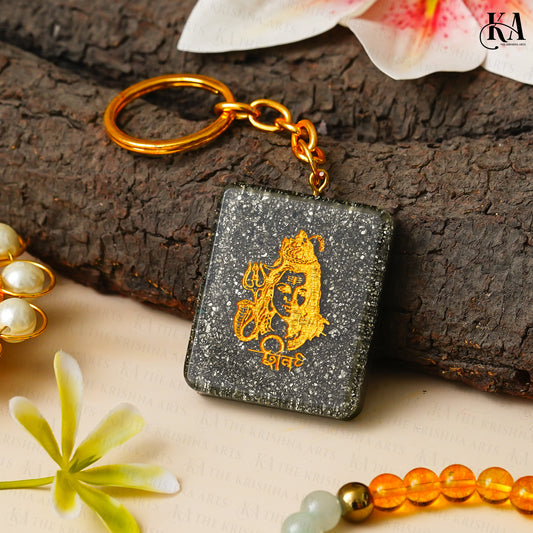 Shiv Pyrite Stone Keychain