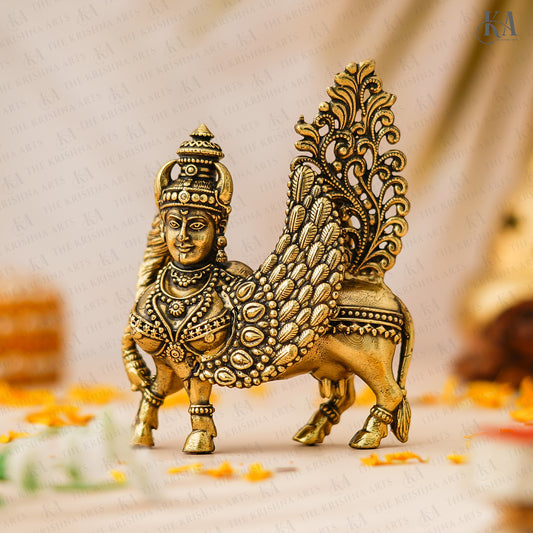 Brass Kamadhenu Cow with Wings standing