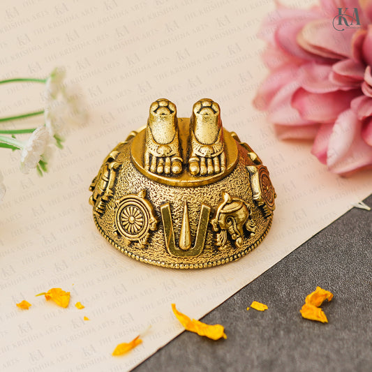 Brass Vishnu Charan with Shankh Chakra Namah