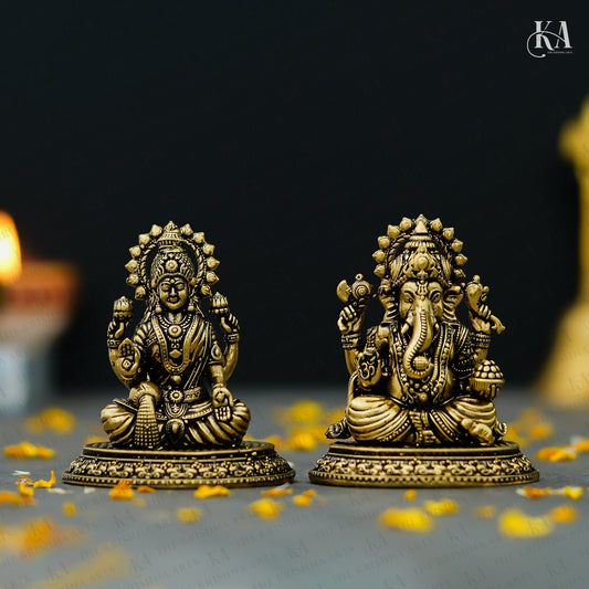Pure Brass Lakshmi Ganesh Idol Set for Diwali Pooja & Home Decor