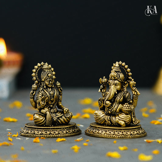 Pure Brass Lakshmi Ganesh Idol Set for Diwali Pooja & Home Decor