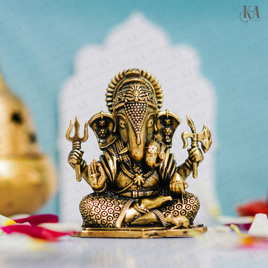 Brass Dagdusheth Ganesha Idol For Car and Home