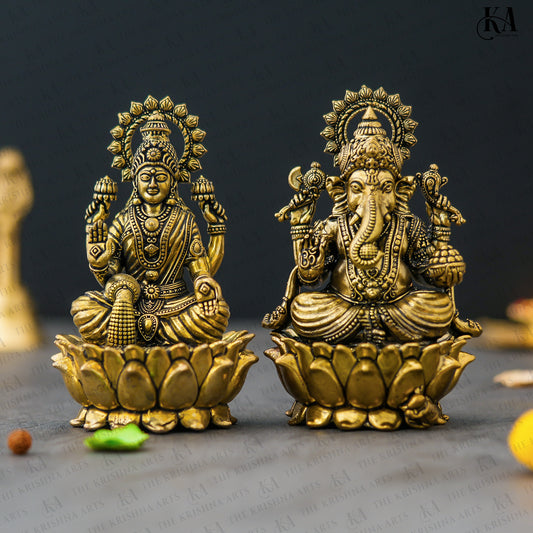 Pure Brass Lakshmi Ganesh Idol Set For Pooja and Home Decor
