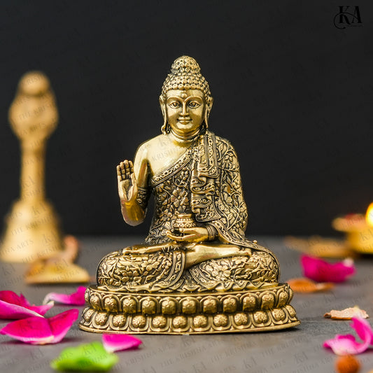Pure Brass Lord Buddha Idol for Meditation Rooms and Home Decor