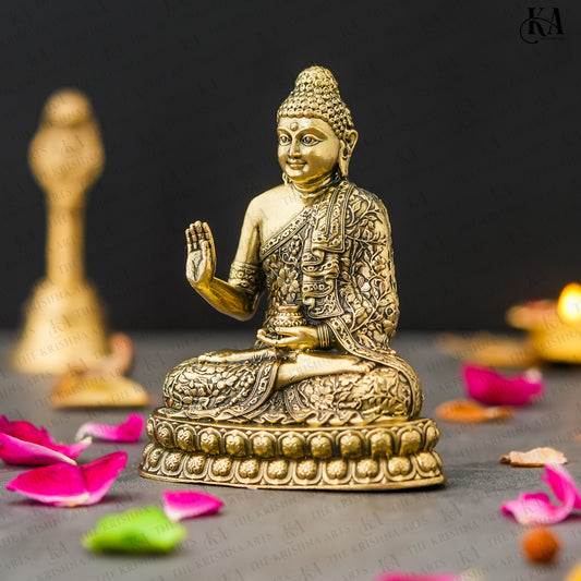 Pure Brass Lord Buddha Idol for Meditation Rooms and Home Decor