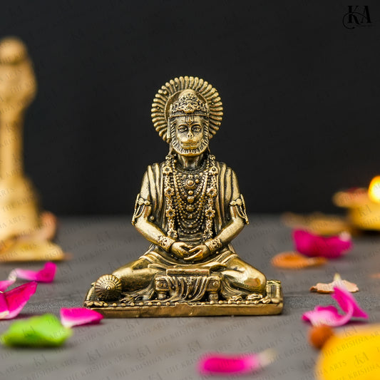 Pure Brass Lord Hanuman Idol in Meditative Posture