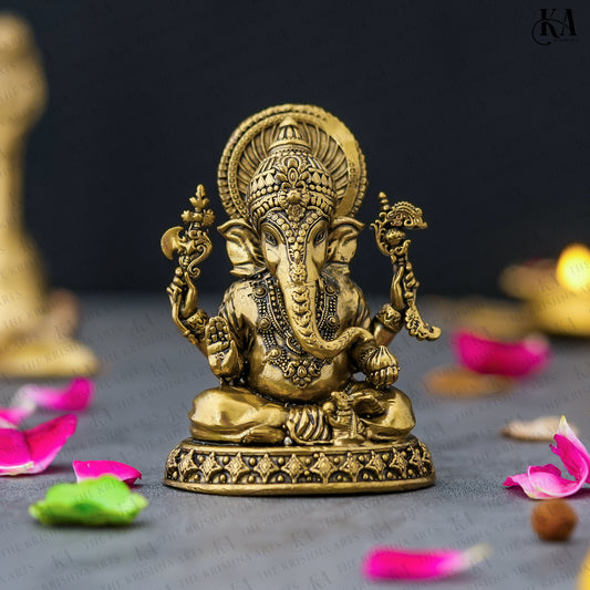 Pure Brass Lord Ganesha Idol For Car and Pooja