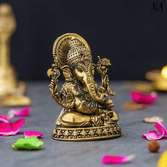 Pure Brass Lord Ganesha Idol For Car and Pooja
