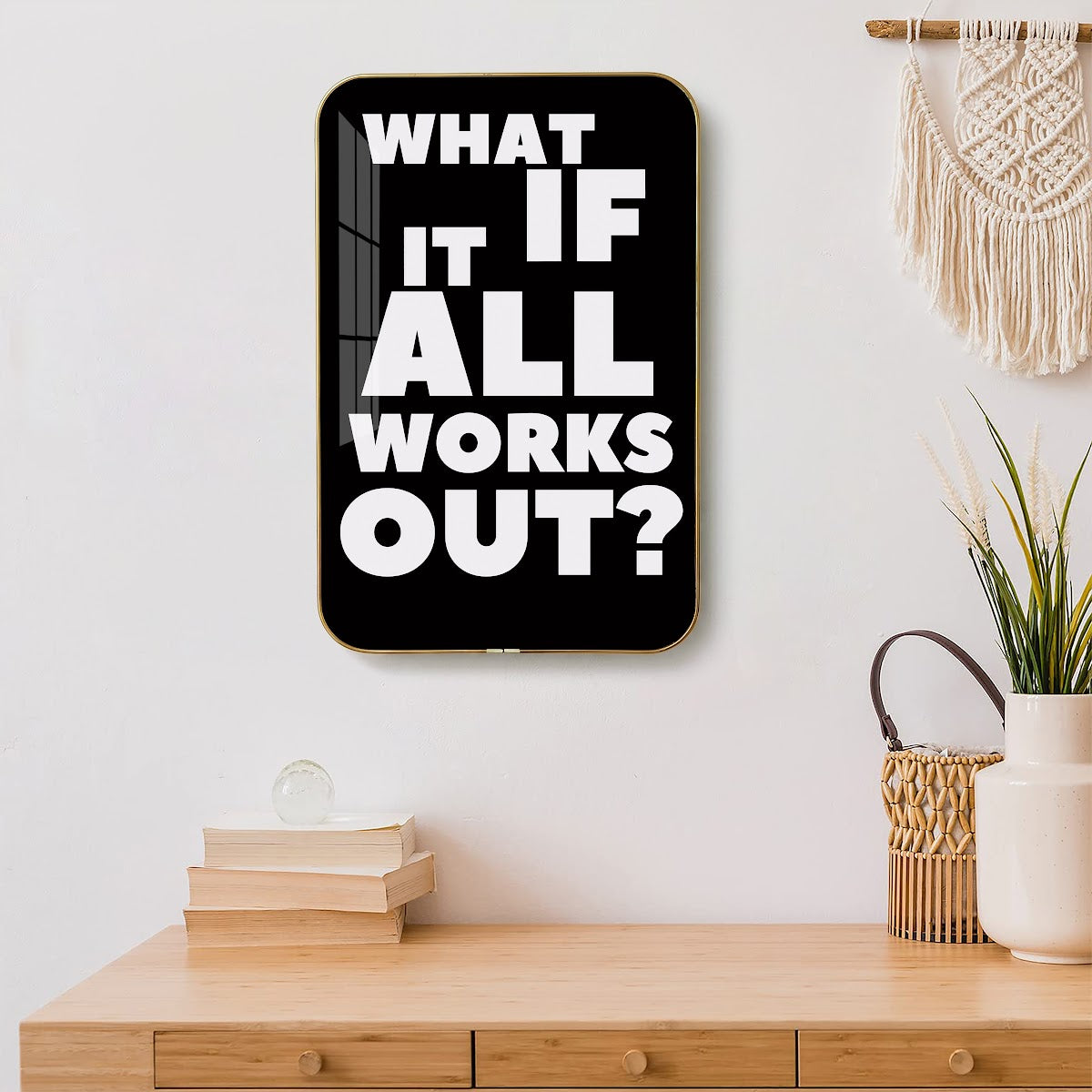 What If It All Works Out motivational quote wall art – QT011