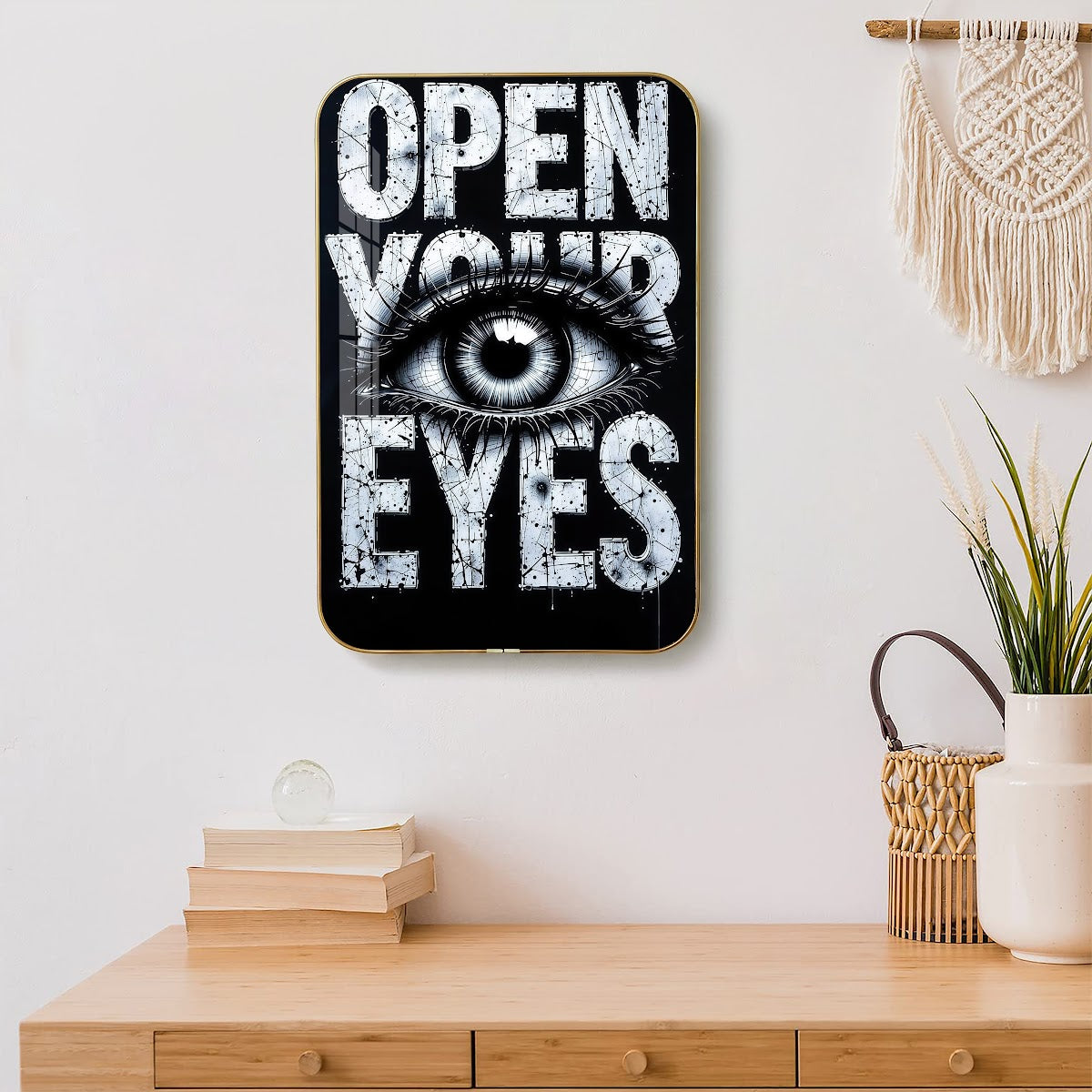 Open Your Eyes motivational quote wall art – QT015