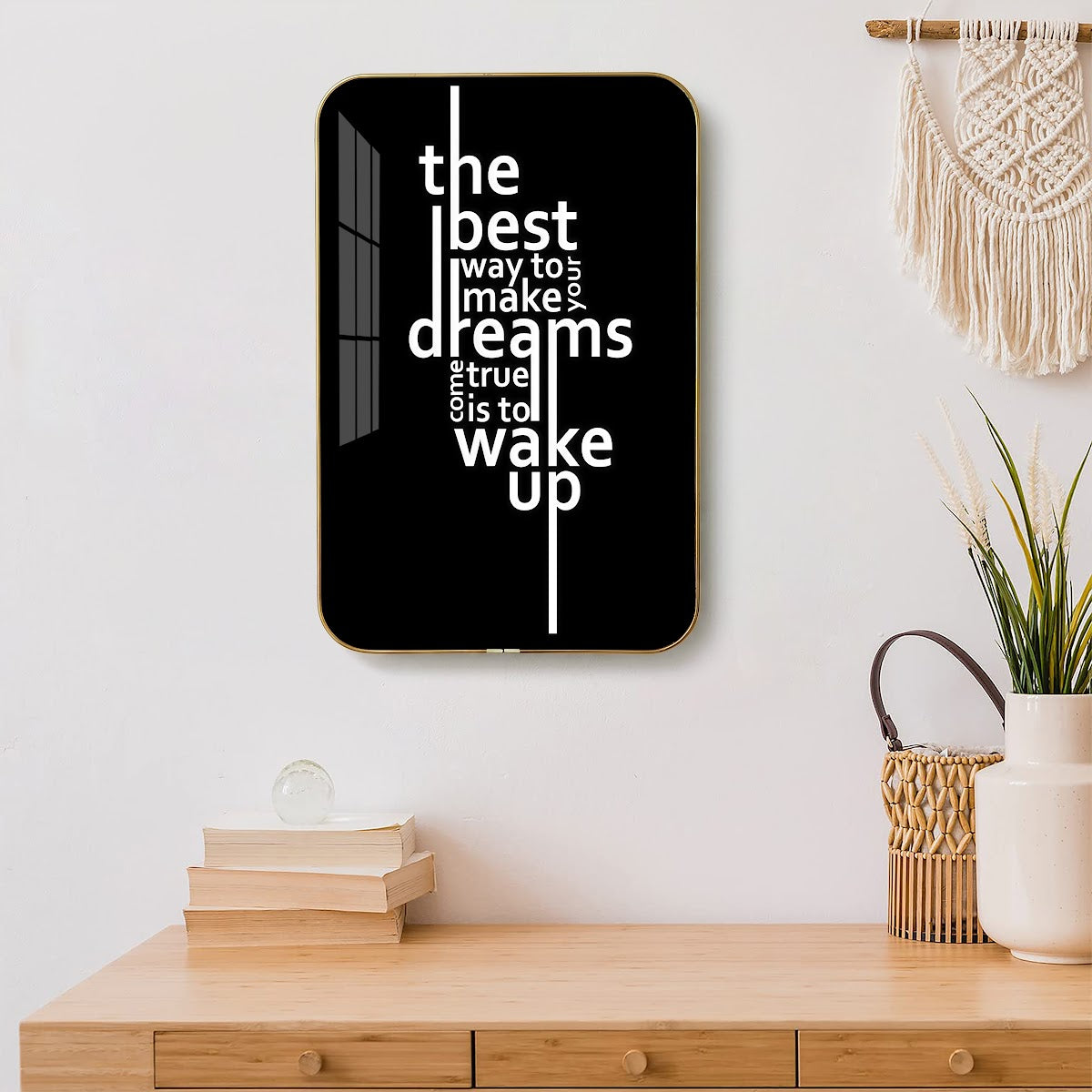 The Best Way to Make Dreams Come True Is to Wake Up motivational quote wall art – QT016