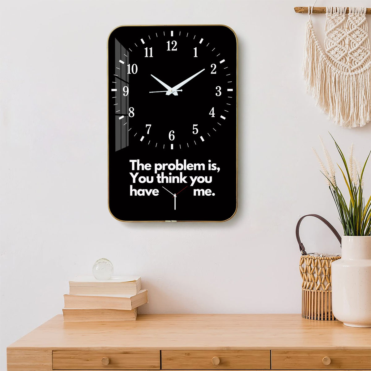 V013 Bold Black Typography Quote wall clock, 12×18 inch product view