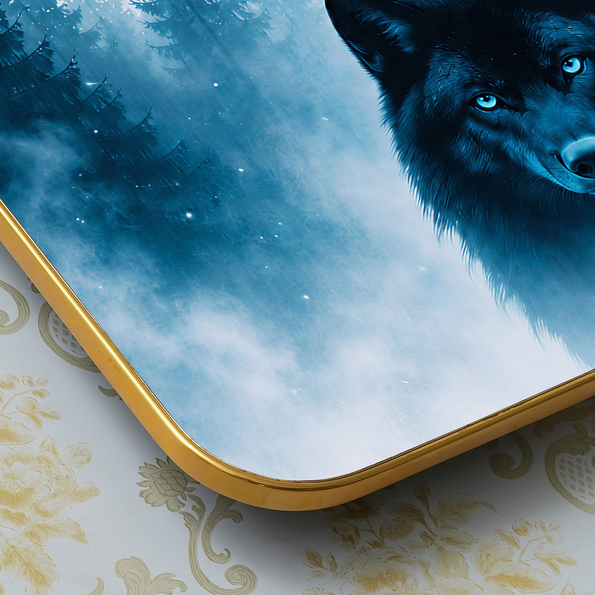 V014 Lone Wolf in Misty Forest wall clock, 12×18 inch