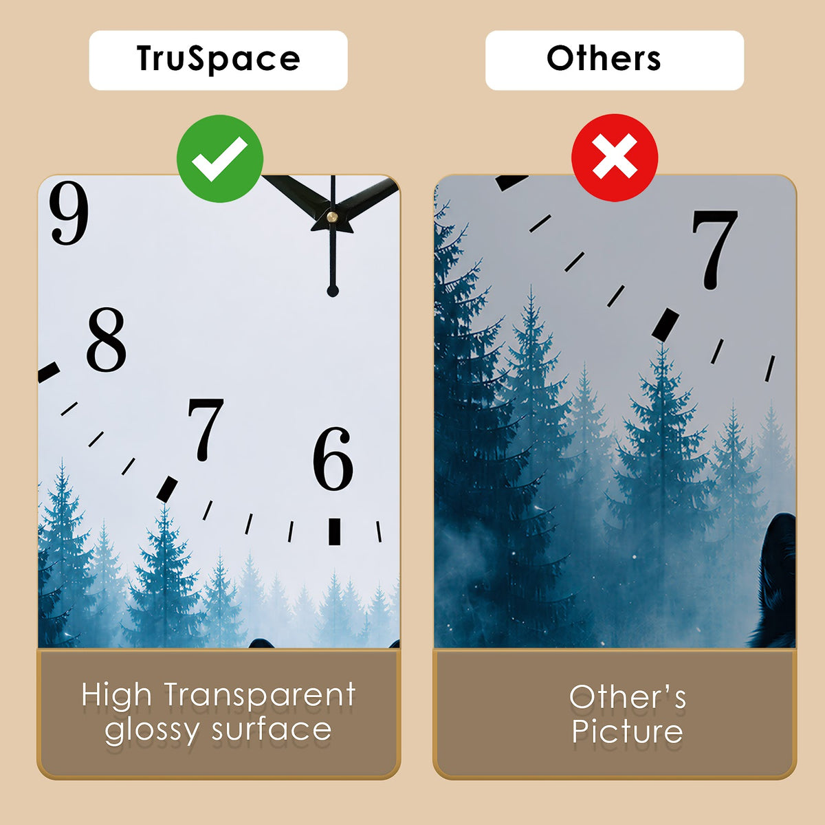 V014 Lone Wolf in Misty Forest wall clock, 12×18 inch