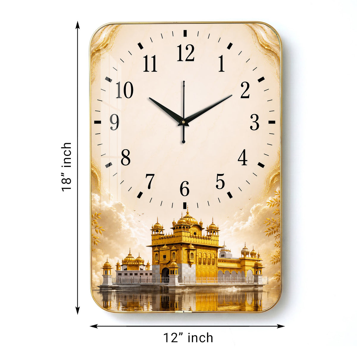 V019 Golden Temple wall clock, 12×18 inch