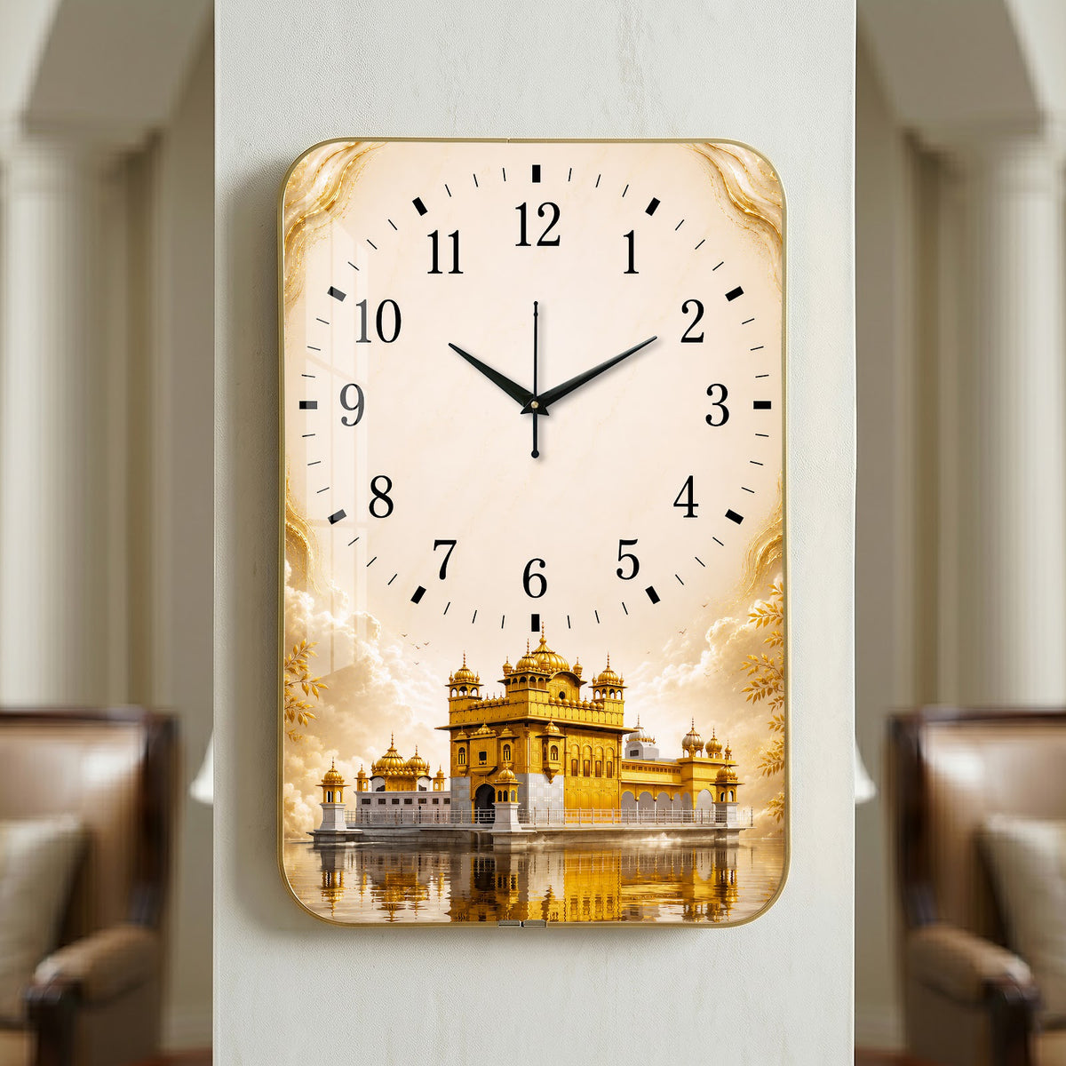 V019 Golden Temple wall clock, 12×18 inch