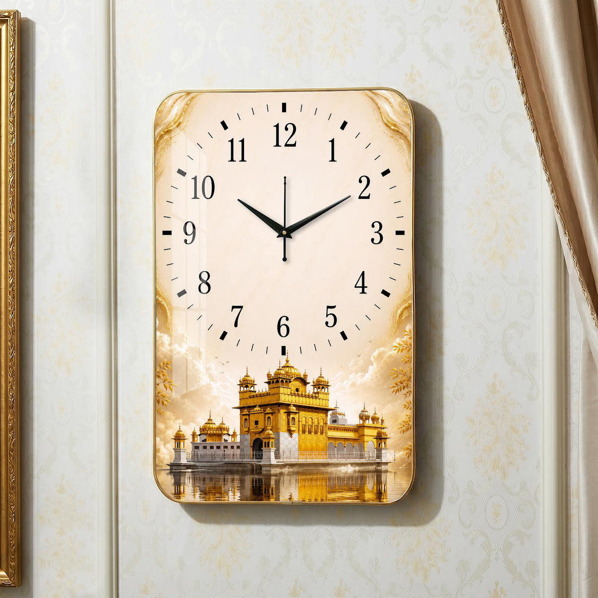 V019 Golden Temple wall clock, 12×18 inch