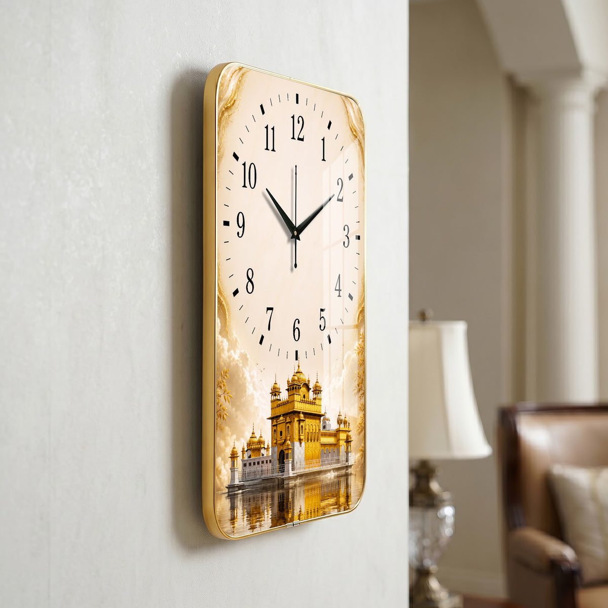 V019 Golden Temple wall clock, 12×18 inch