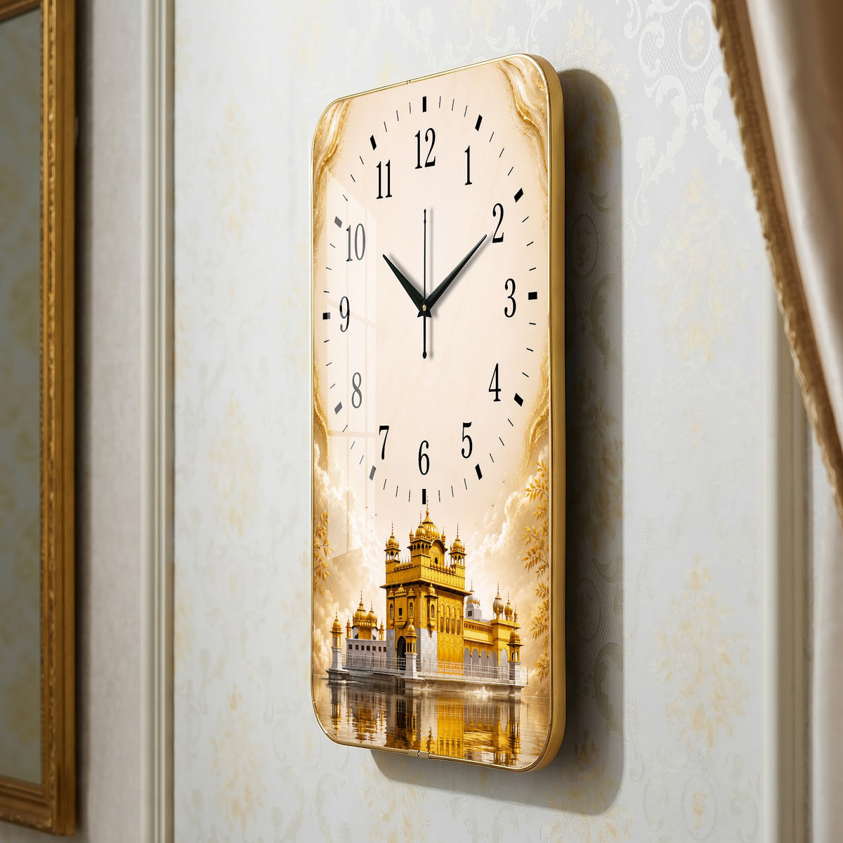V019 Golden Temple wall clock, 12×18 inch