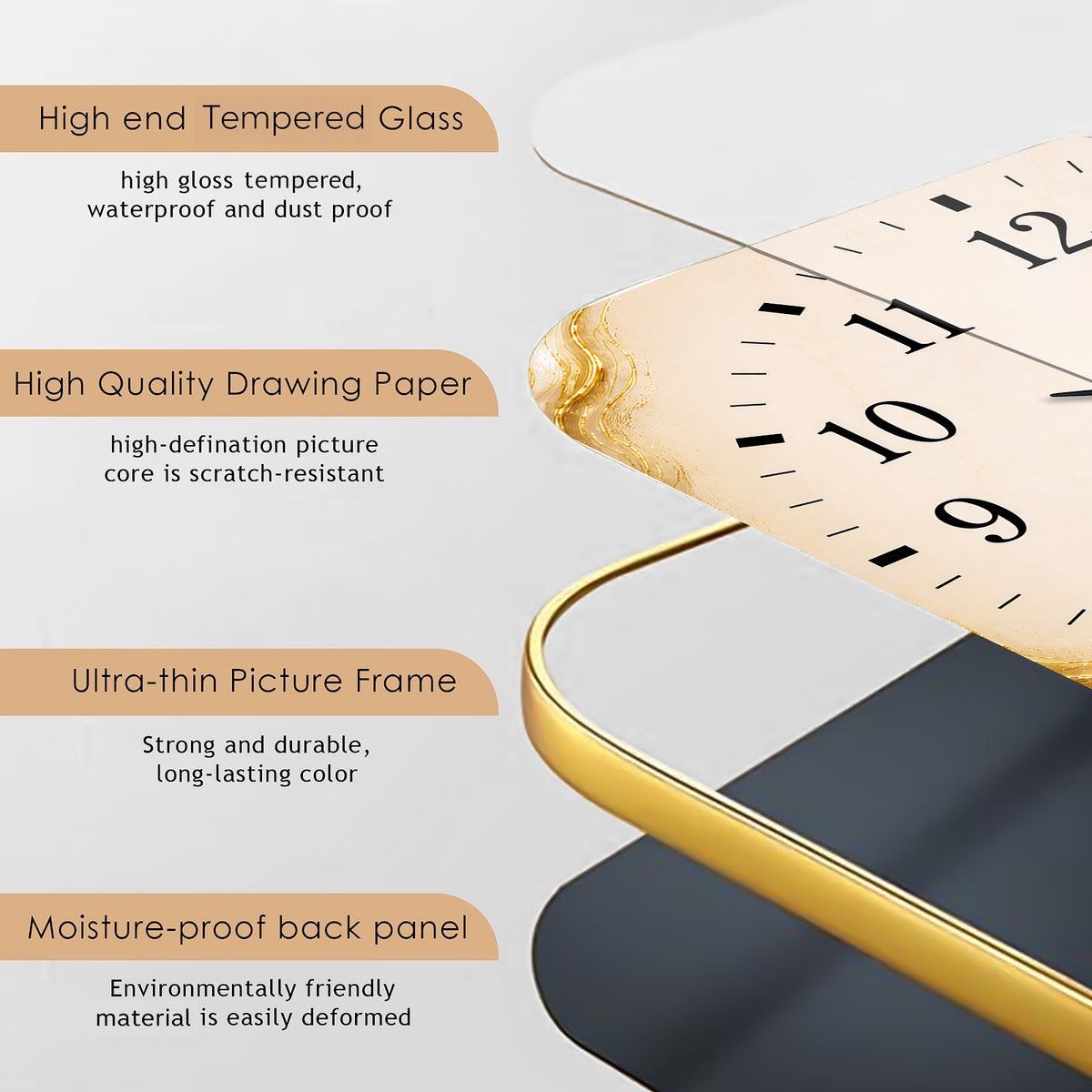 V019 Golden Temple wall clock, 12×18 inch