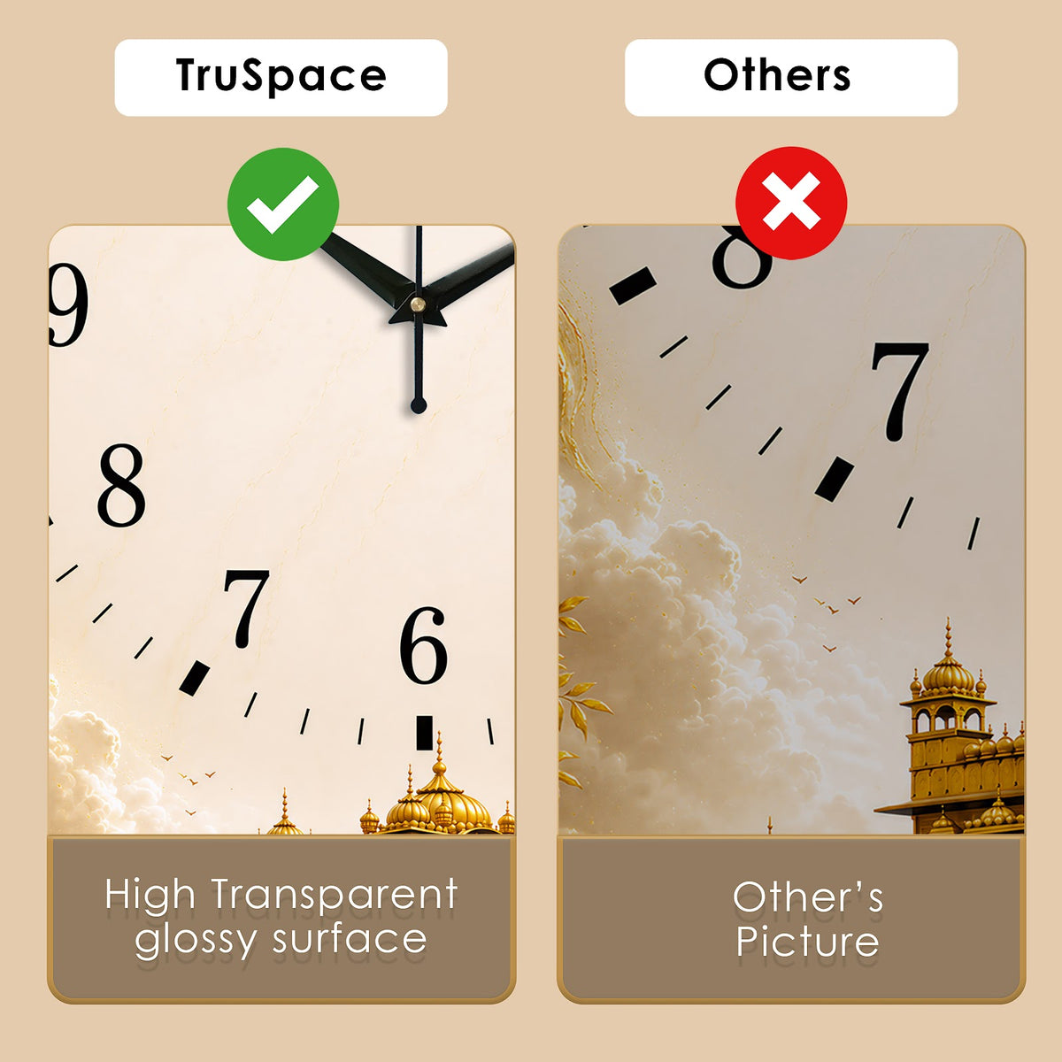 V019 Golden Temple wall clock, 12×18 inch