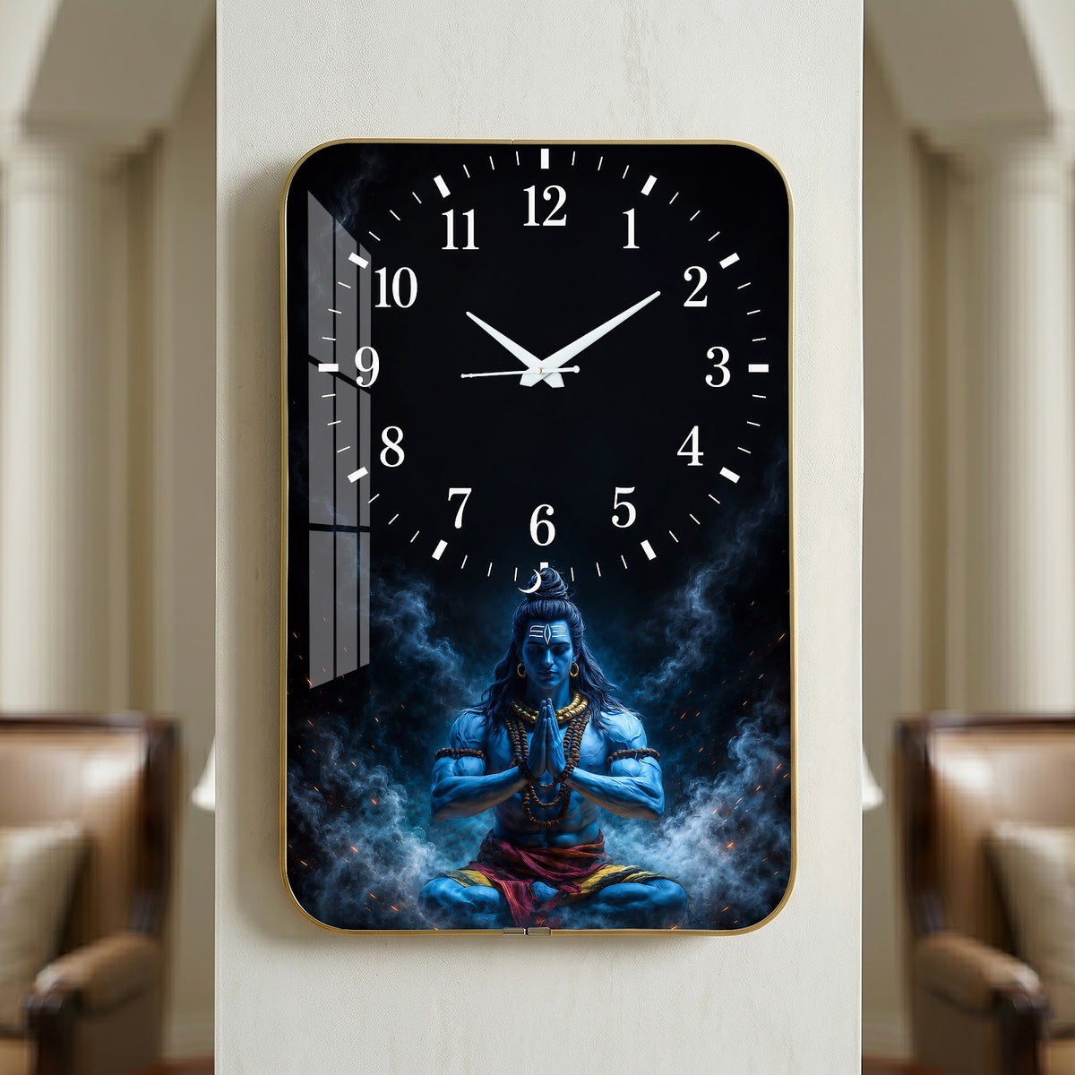 V024 Meditating Lord Shiva wall clock, 12×18 inch
