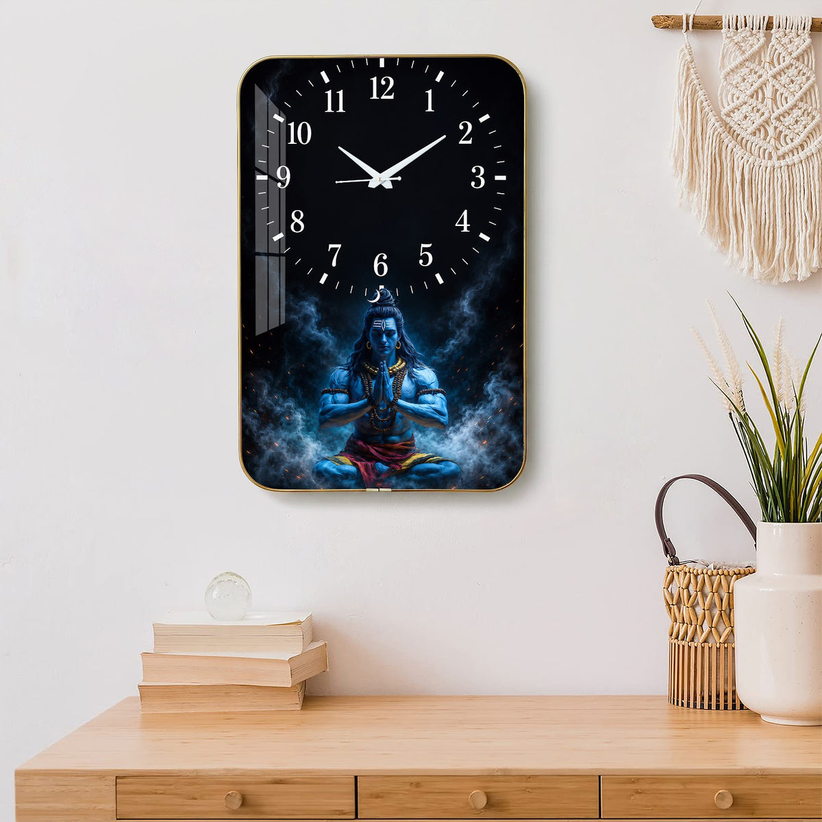 V024 Meditating Lord Shiva wall clock, 12×18 inch product view