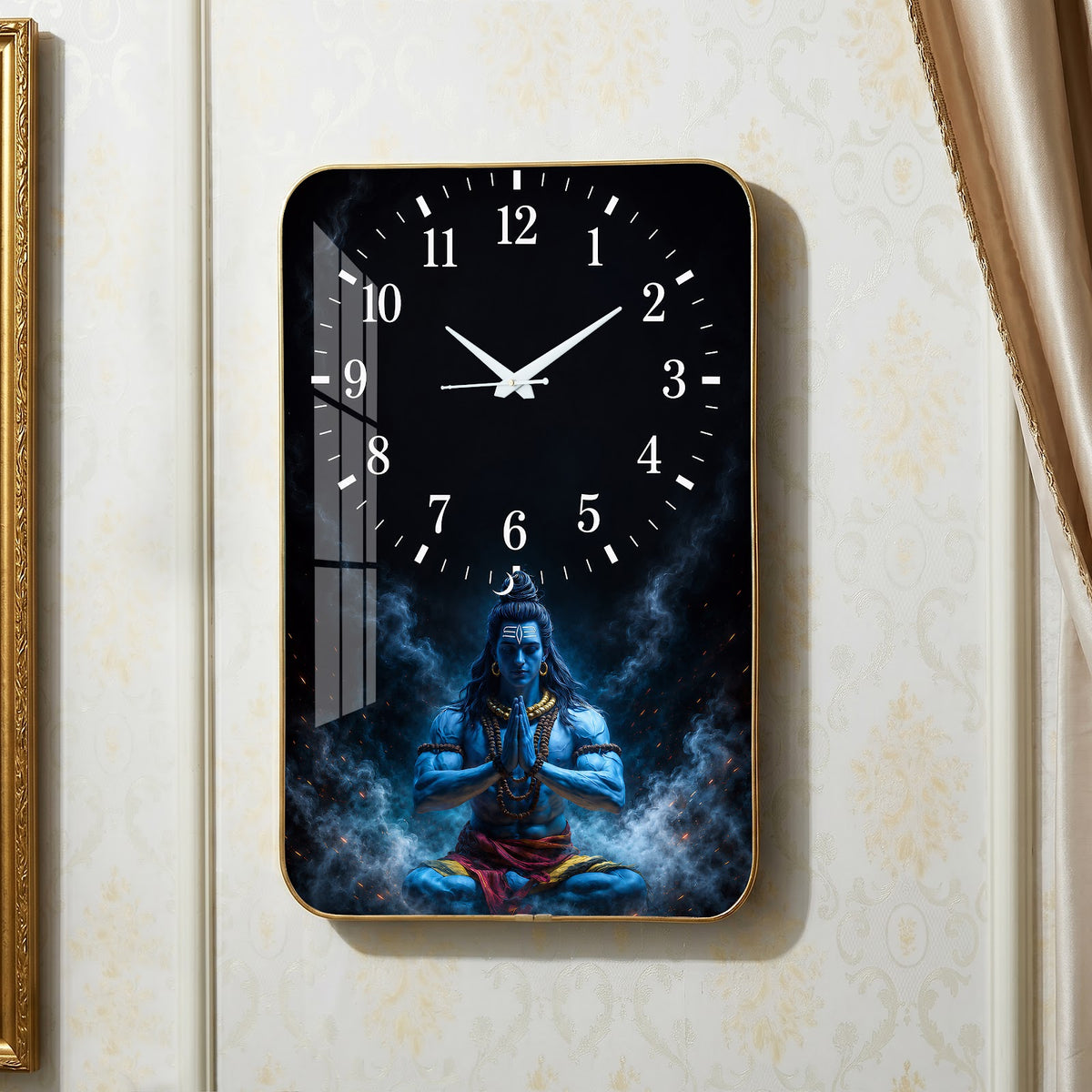 V024 Meditating Lord Shiva wall clock, 12×18 inch