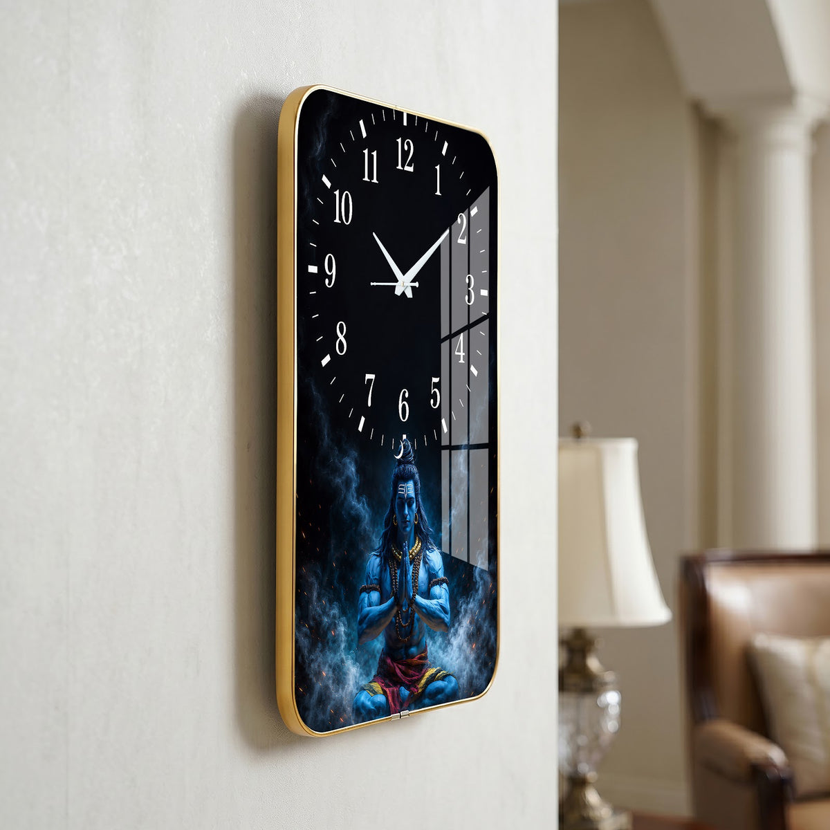 V024 Meditating Lord Shiva wall clock, 12×18 inch