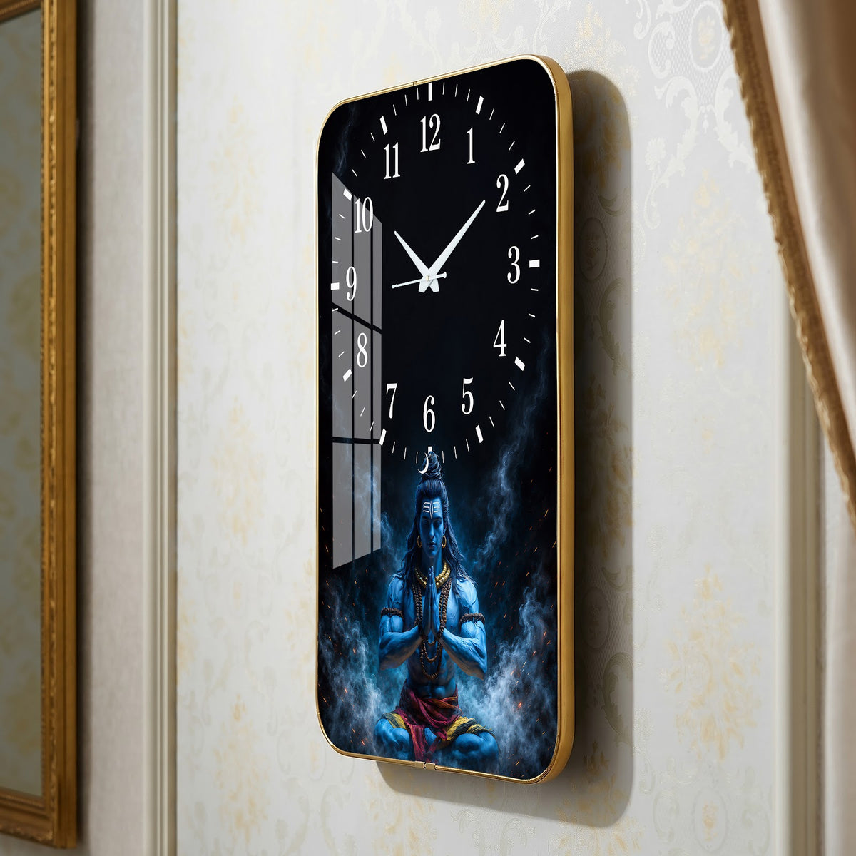V024 Meditating Lord Shiva wall clock, 12×18 inch